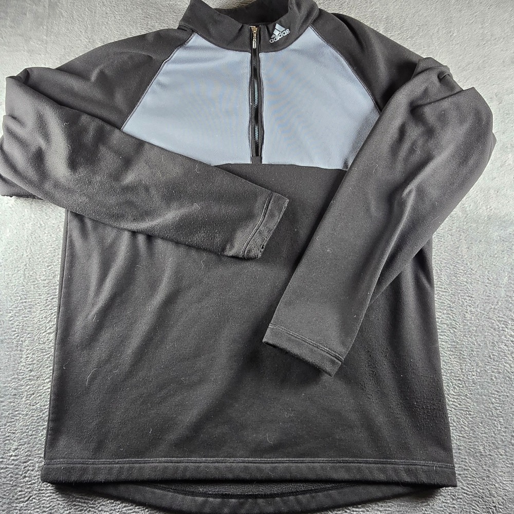 Adidas Golf ClimaWarm Quarter Zip Pullover Black Grey Mens Small Fleece Lining